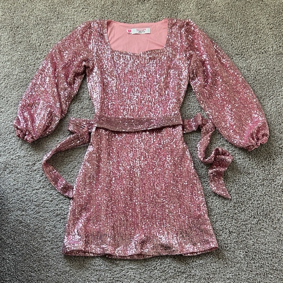 Pink Sequin Party Dress - Picture 2 of 10